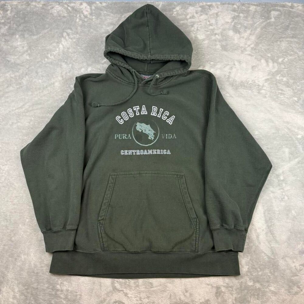 Pura-vida Men's Green and Khaki Hoodie